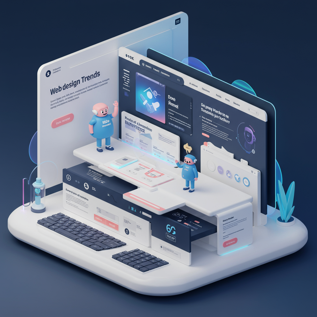Erstellen Sie eine hochwertige, relevante Bildaufforderung für einen Artikel über: Webdesign-Trends 2025: Unverzichtbare Tipps