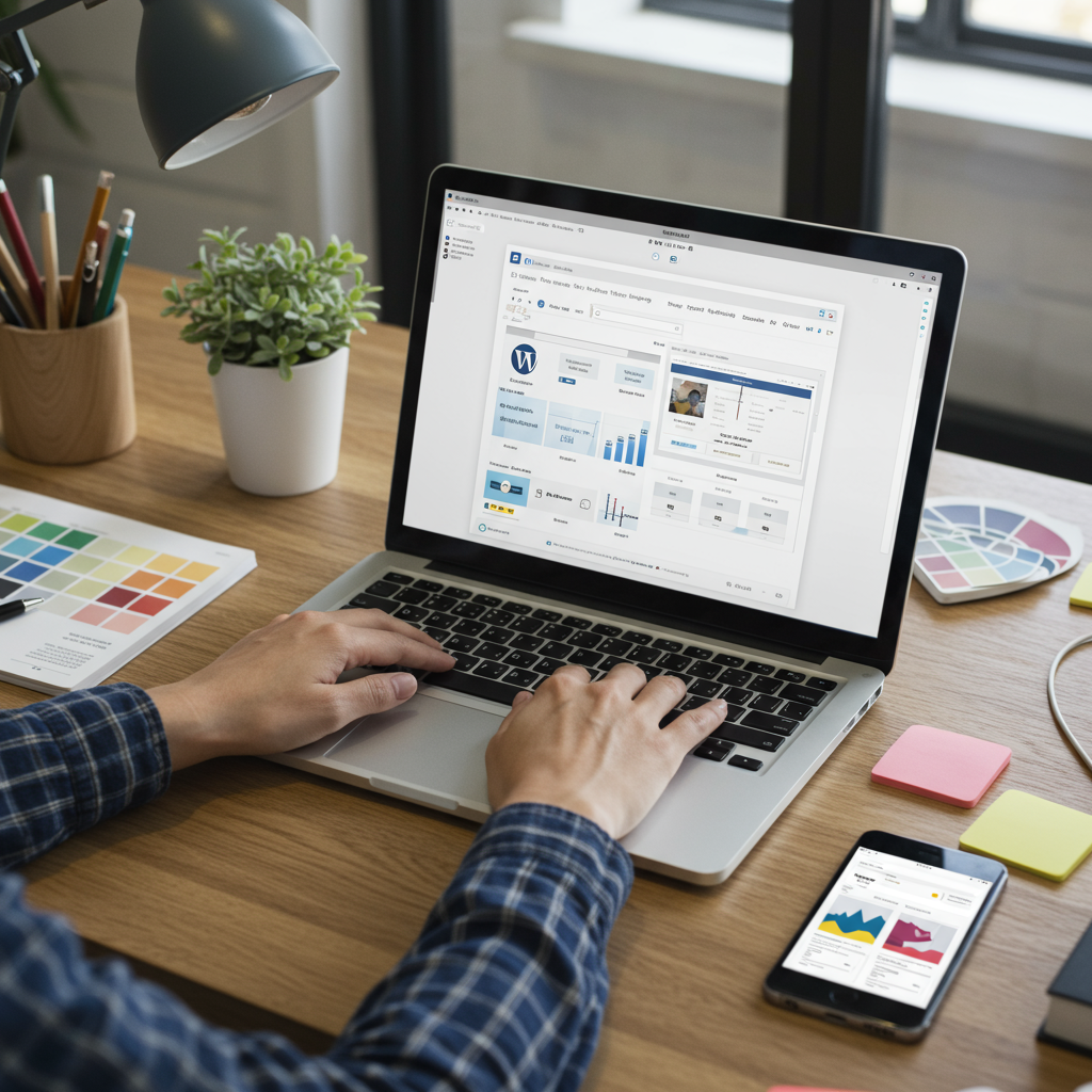 Generate a high-quality, relevant image prompt for an article about: Website Erstellen mit WordPress